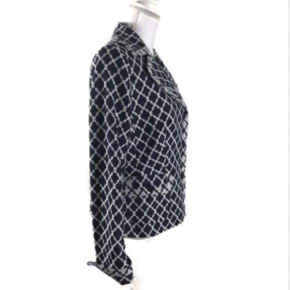 CLOSING SALE Lined Blazer Jacket Navy Blue White - Picture 2 of 4